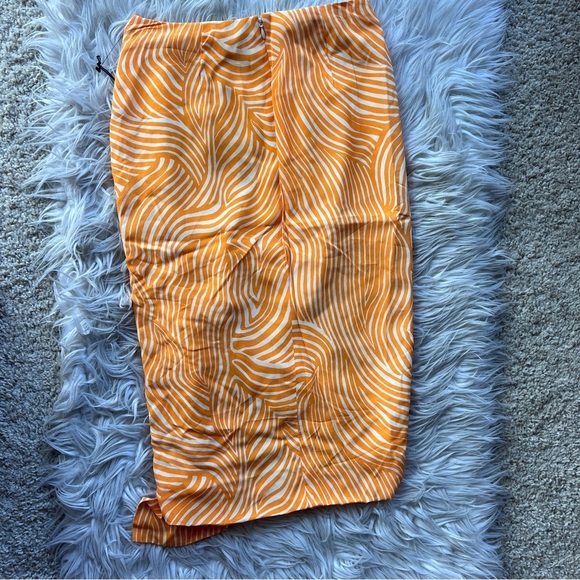 NWT Bailey 44 ruched orange zebra midi skirt - Picture 8 of 10